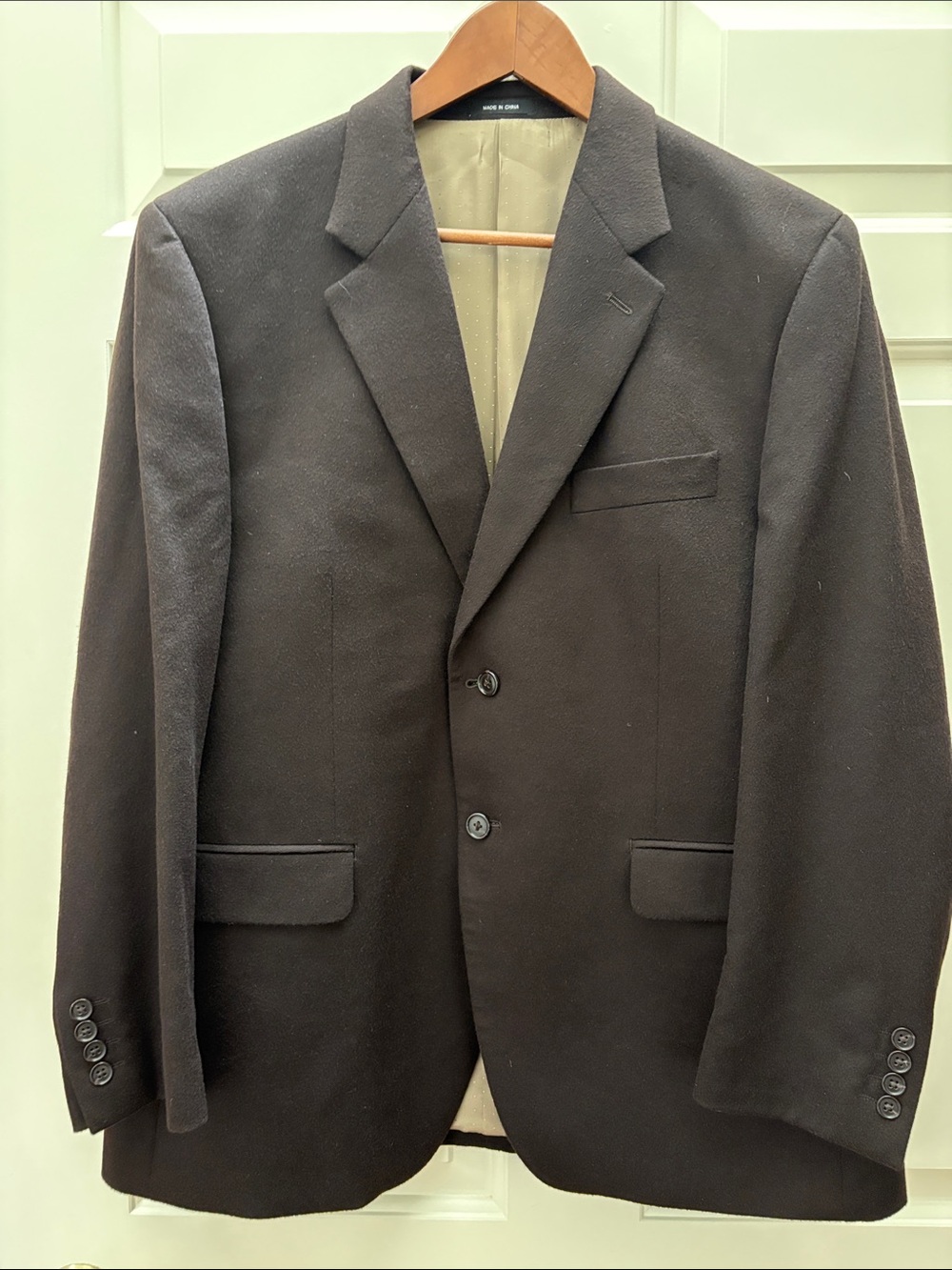 Calvin Klein Men's Dark Chocolate Brown 100% Cashmere Two-Button Blazer 42S